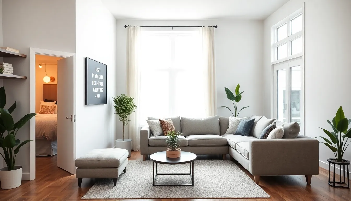 modern living room illustrating house hacking concept with rental space.